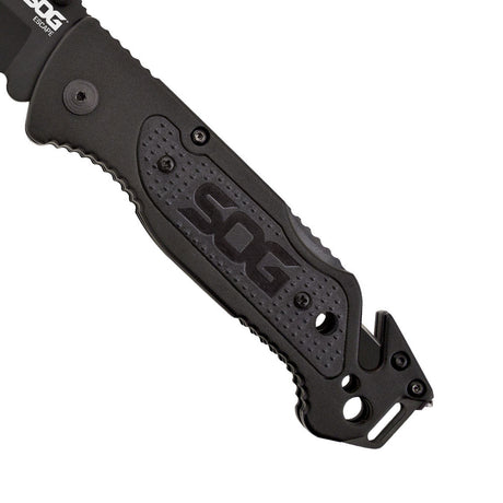 Couteau pliant SOG Escape acier 9Cr18MoV lame 83 mm revêtement TiNi coupe-lien