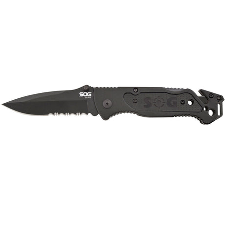 Couteau pliant SOG Escape acier 9Cr18MoV lame 83 mm revêtement TiNi coupe-lien