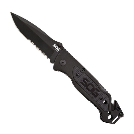 Couteau pliant SOG Escape acier 9Cr18MoV lame 83 mm revêtement TiNi coupe-lien