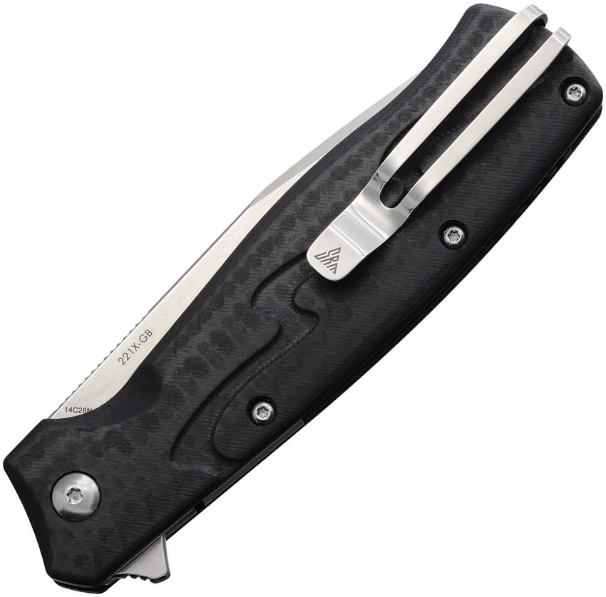 Couteau pliant SRM Knives 221X acier 14C28N lame bowie 92 mm manche fibre de carbone