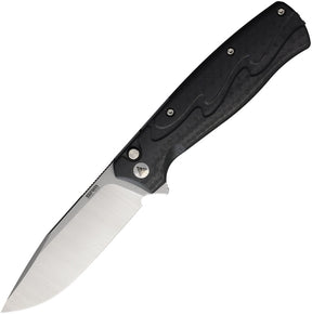 Couteau pliant SRM Knives 221X acier 14C28N lame bowie 92 mm manche fibre de carbone