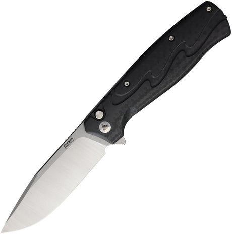 Couteau pliant SRM Knives 221X acier 14C28N lame bowie 92 mm manche fibre de carbone