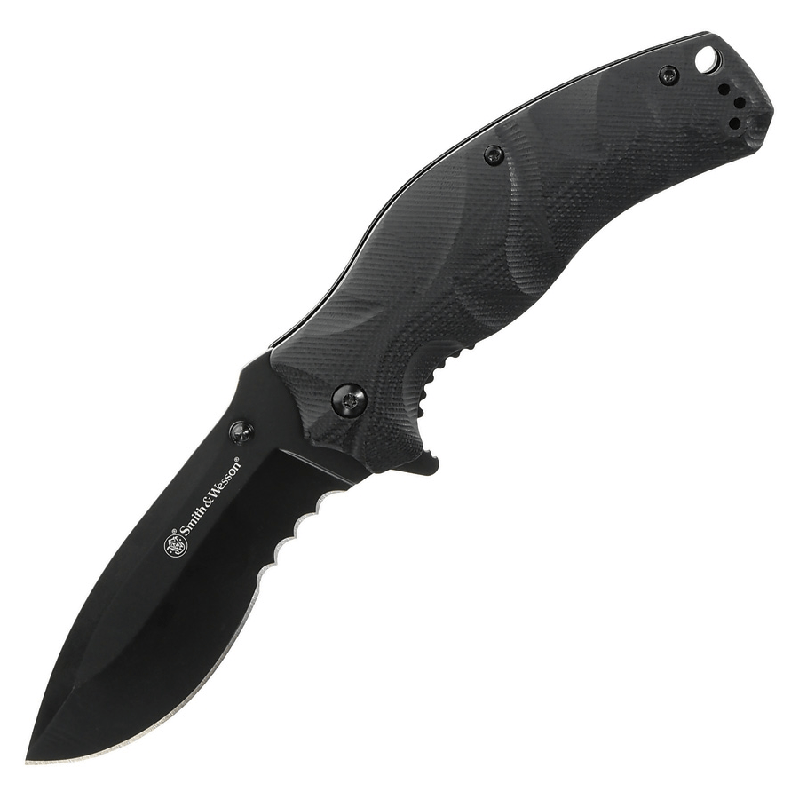 Couteau pliant Smith & Wesson Black Ops ouverture assistée lame 89 mm manche G10