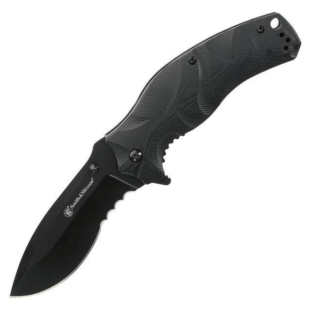 Couteau pliant Smith & Wesson Black Ops ouverture assistée lame 89 mm manche G10