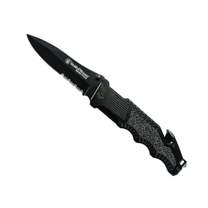 Couteau pliant Smith & Wesson Border Guard acier 7Cr17 lame 108 mm brise-vitre coupe-ceinture