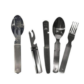 Couverts BW Mil-Tec 4 pièces inox avec ouvre-boîte et ouvre-bouteille