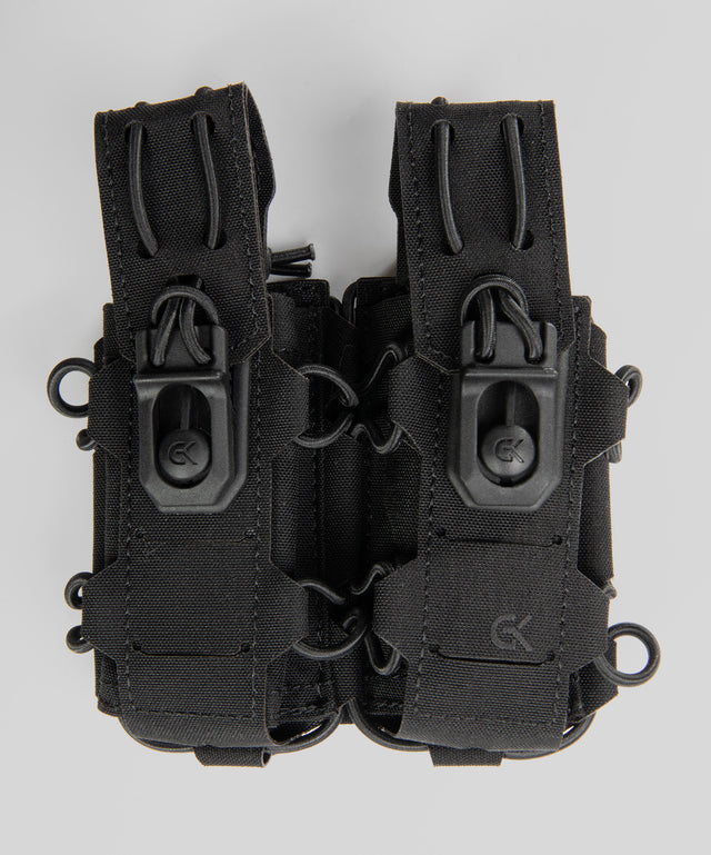 Double porte-chargeur 9 mm GK Dutycall côte à côte sur platine MOLLE