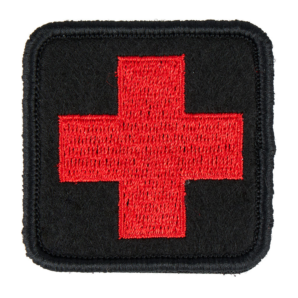 Écusson brodé Ares à croix médicale haute visibilité 5 x 5 cm à dos auto-agrippant