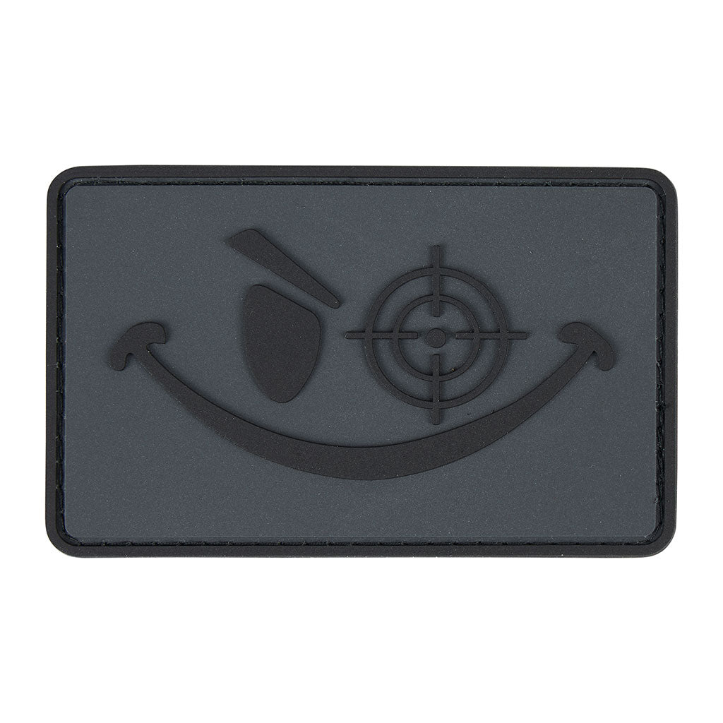 Écusson rond Ares Smiley basse visibilité en PVC souple à dos auto-agrippant