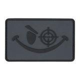 Écusson rond Ares Smiley basse visibilité en PVC souple à dos auto-agrippant