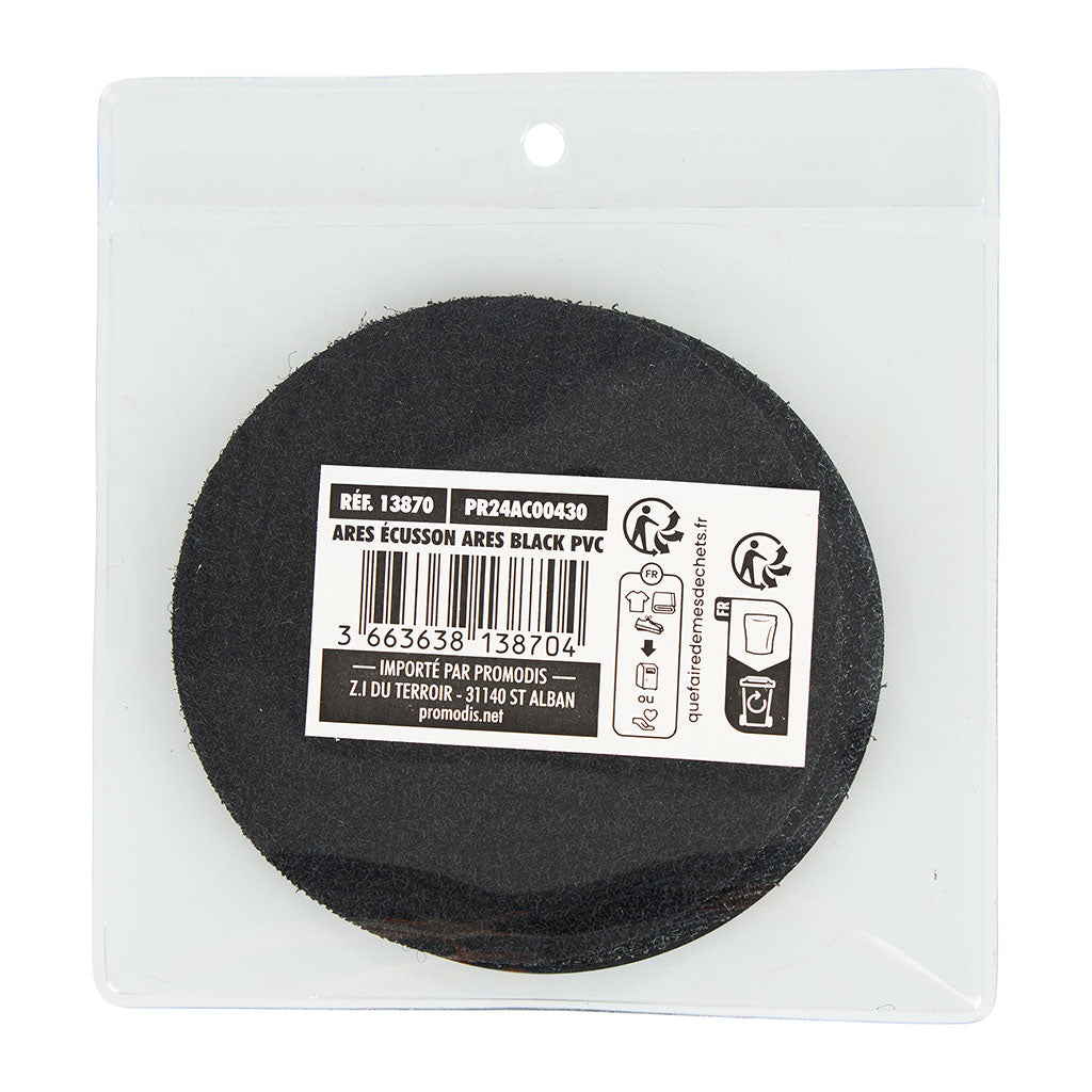 Écusson rond Ares en PVC souple moulé de 8 cm de diamètre à dos auto-agrippant