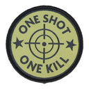 Écusson rond tissé Ares One Shot One Kill 8 cm de diamètre à dos auto-agrippant