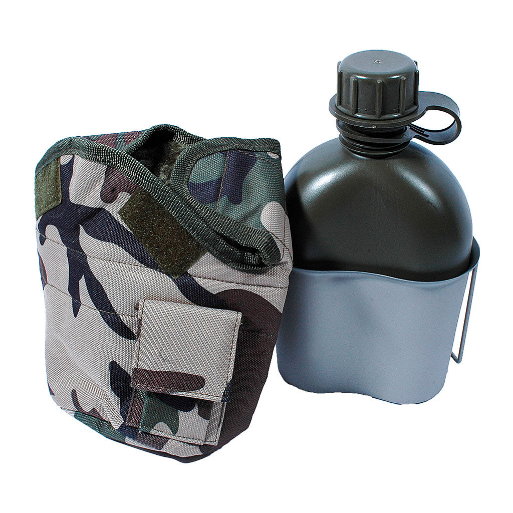 Ensemble gourde US Ares avec quart emboîtable et housse à fixation par attaches ALICE