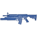 Fusil d'entraînement Blueguns AR15 Flat Top Closed Stock / Rail / M203 — réplique inerte en polyuréthane renforcé acier