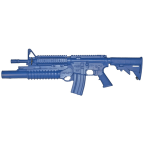 Fusil d'entraînement Blueguns AR15 Flat Top Closed Stock / Rail / M203 — réplique inerte en polyuréthane renforcé acier