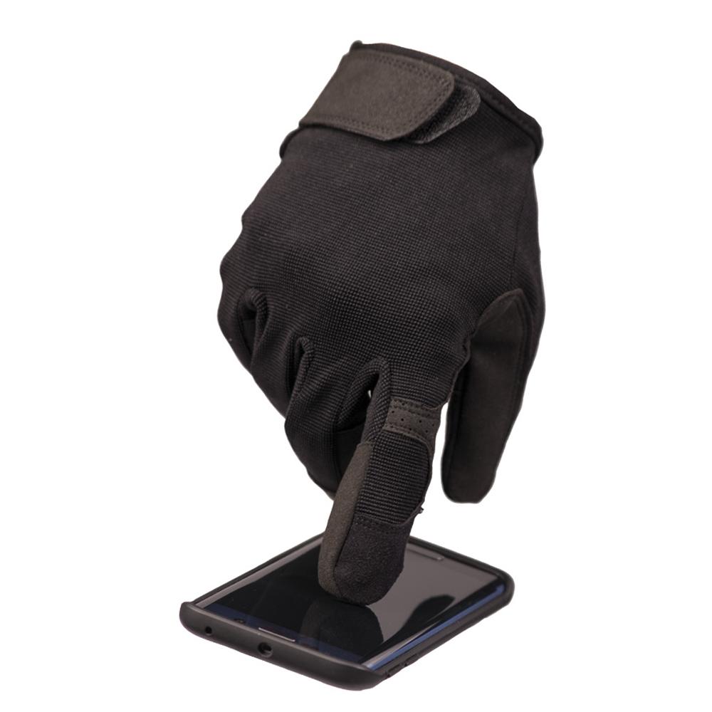 Gants Mil-Tec TOUCH compatibles écran tactile avec inserts index et pouce et aérations sur paume