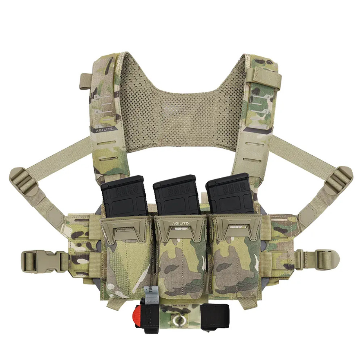 Gilet chest rig Agilite Reaper 380 g compatible placard et MOLLE à harnais HX ajouré