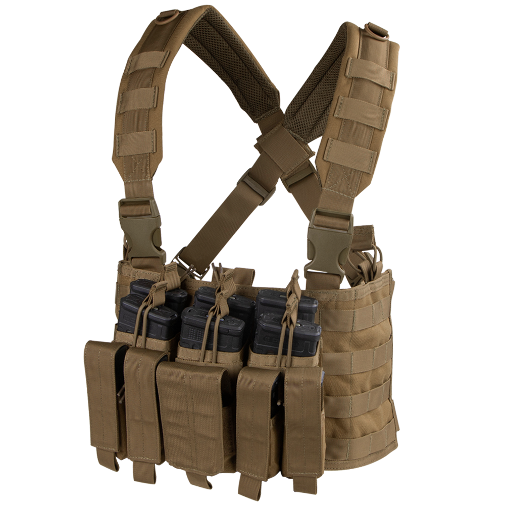Gilet chest rig Condor Recon six chargeurs fusil et six chargeurs de pistolet