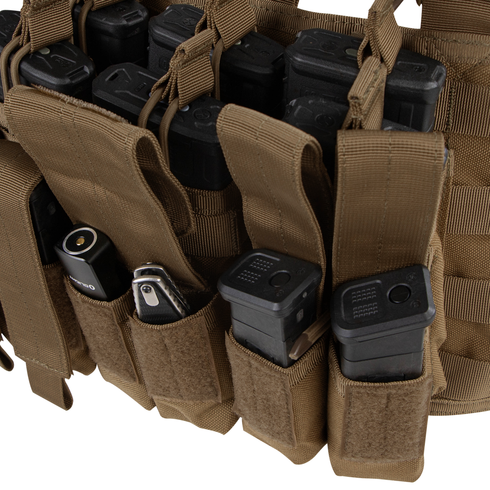 Gilet chest rig Condor Recon six chargeurs fusil et six chargeurs de pistolet