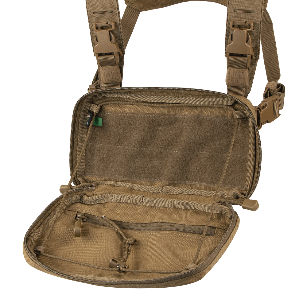 Gilet chest rig Condor Stowaway panneau MOLLE découpé laser harnais quatre points