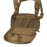 Gilet chest rig Condor Stowaway panneau MOLLE découpé laser harnais quatre points