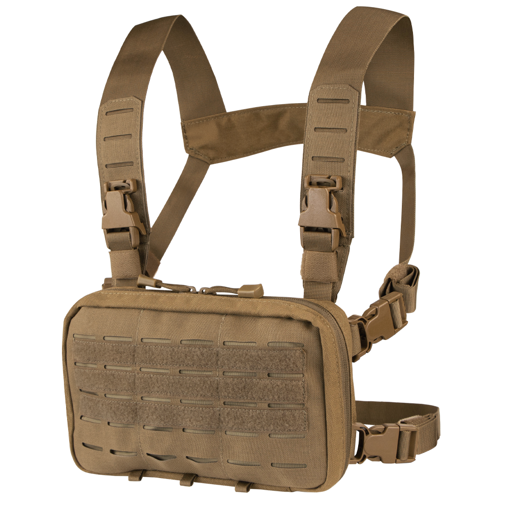 Gilet chest rig Condor Stowaway panneau MOLLE découpé laser harnais quatre points