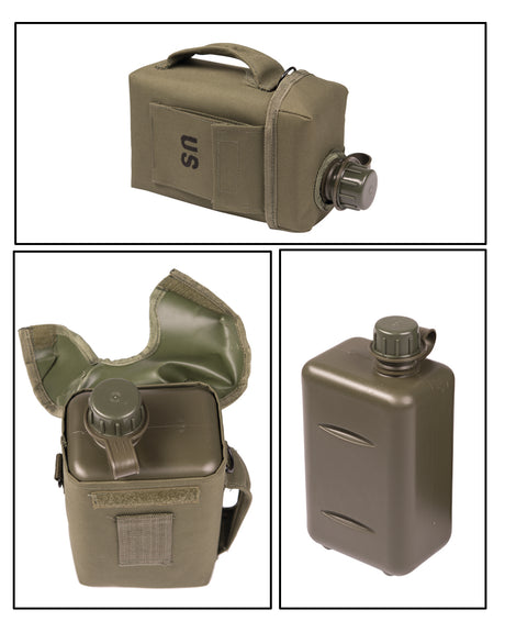 Gourde Mil-Tec Patrol Canteen 2 litres en polyéthylène avec housse et sangle réglable