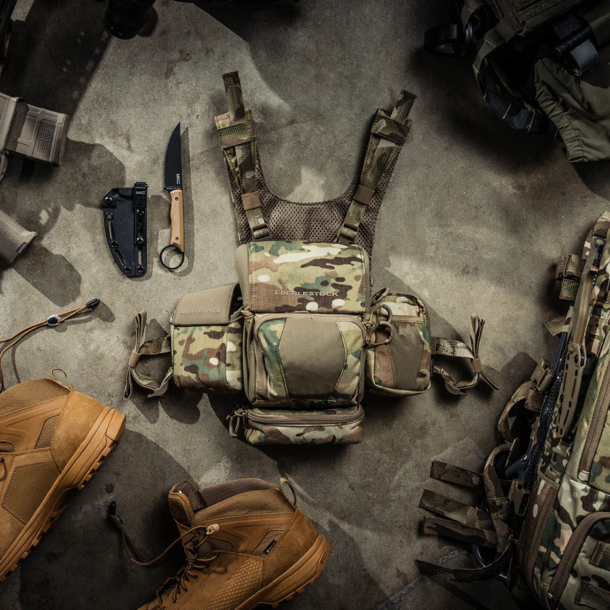 Harnais modulaire jumelles tactique Eberlestock Recon compatible MOLLE avec accès magnétique