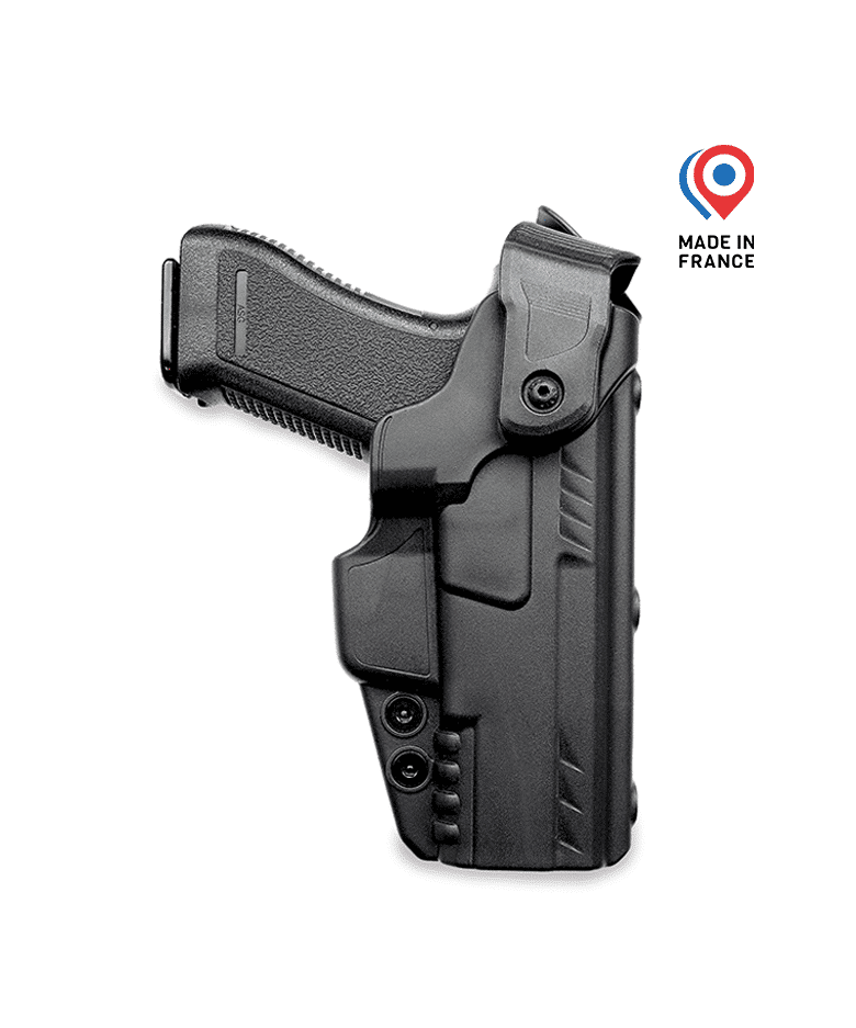 Holster GK Pro à double sécurité avec arceau verrouillable et déflecteur latéral
