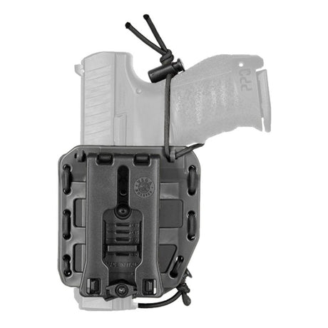 Holster ceinturon en polymère souple Vega Holster Bungy 8BL00 à rétention élastique réglable, compatible MOLLE
