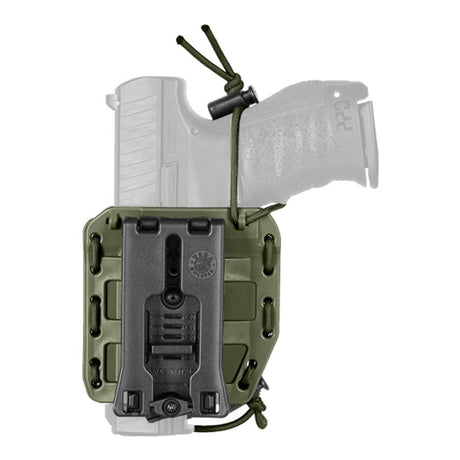 Holster ceinturon en polymère souple Vega Holster Bungy 8BL00 à rétention élastique réglable, compatible MOLLE