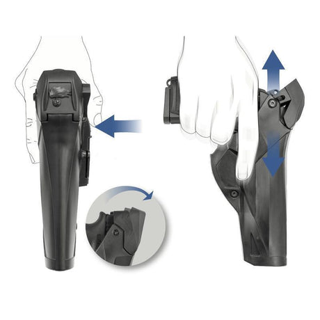 Holster rigide Cama Vega Holster DCA8 « un pour deux » en polymère à double sécurité pouce, rétention niveau 3