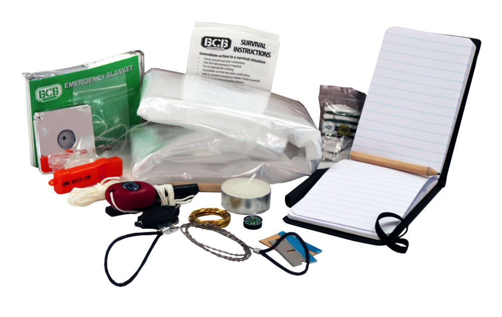 Kit de survie BCB 20 pièces en pochette nylon 500D compartimentée 14 x 15 x 7 cm