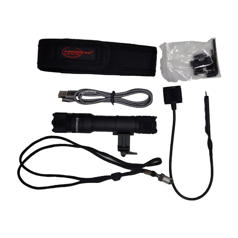 Lampe pour arme Powertac Huntsman 1 200 lumens portée 1 000 m, montage Picatinny et M-LOK