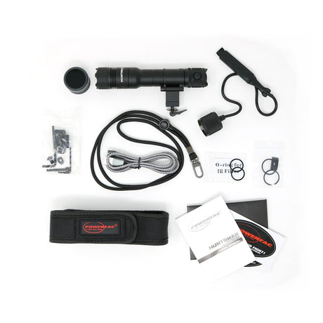 Lampe pour arme Powertac Huntsman IR filtre infrarouge 850 nm et montage Picatinny