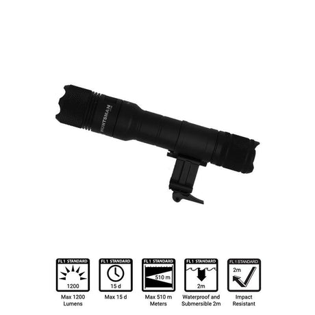 Lampe pour arme Powertac Huntsman IR filtre infrarouge 850 nm et montage Picatinny