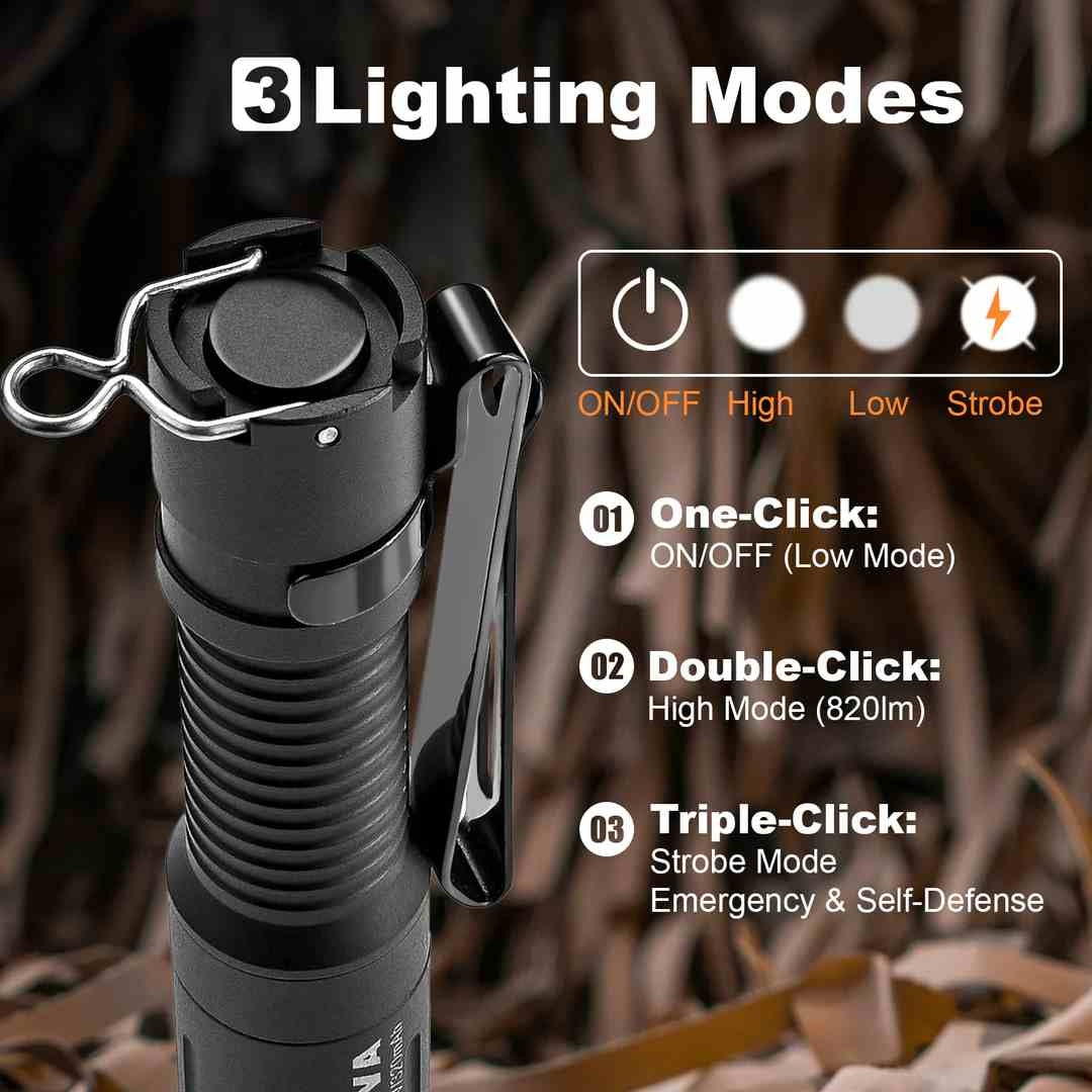 Lampe torche Powertac E3R Nova 820 lumens rechargeable en USB-C pour 36 grammes