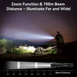 Lampe torche Powertac FlexBeam 1 200 lumens à faisceau réglable portée 700 mètres
