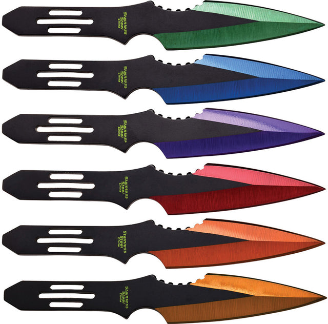 Lot de 6 couteaux de lancer Perfect Point PP-595 monobloc 14 cm avec étui de cuisse