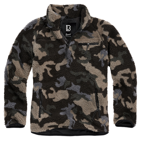 Polaire Brandit Teddyfleece Troyer doublée col montant quatre poches et bas élastiqué
