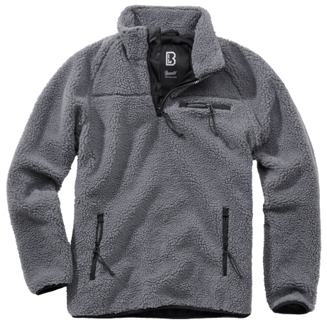 Polaire Brandit Teddyfleece Troyer doublée col montant quatre poches et bas élastiqué