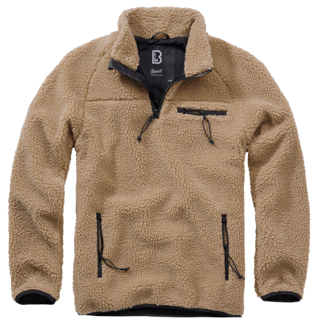 Polaire Brandit Teddyfleece Troyer doublée col montant quatre poches et bas élastiqué