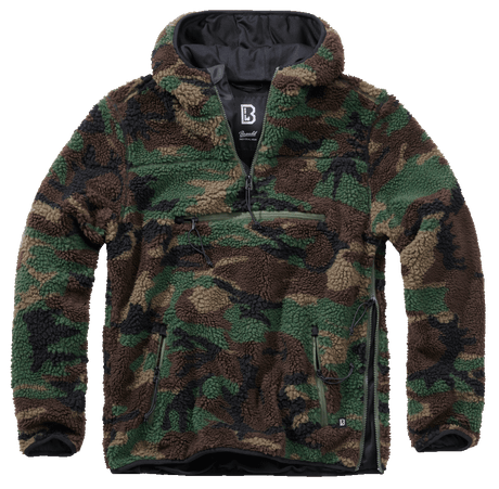 Polaire Brandit Teddyfleece Worker à capuche doublée quatre poches fermeture centrale