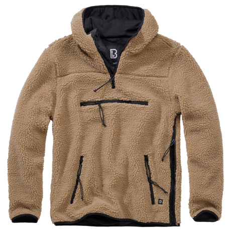 Polaire Brandit Teddyfleece Worker à capuche doublée quatre poches fermeture centrale