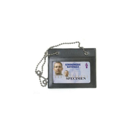 Porte-carte FDO Patrol Equipement en cuir format carte d'identité, port à la chaîne