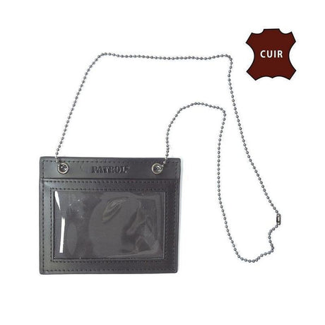 Porte-carte FDO Patrol Equipement en cuir format carte d'identité, port à la chaîne