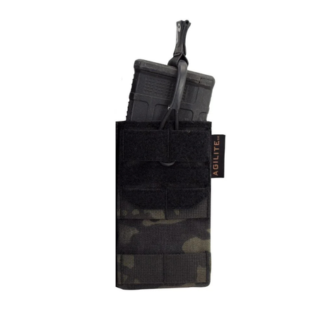 Porte-chargeur simple Agilite AG1 5,56 mm à dos MOLLE 3 x 2 et languette polymère