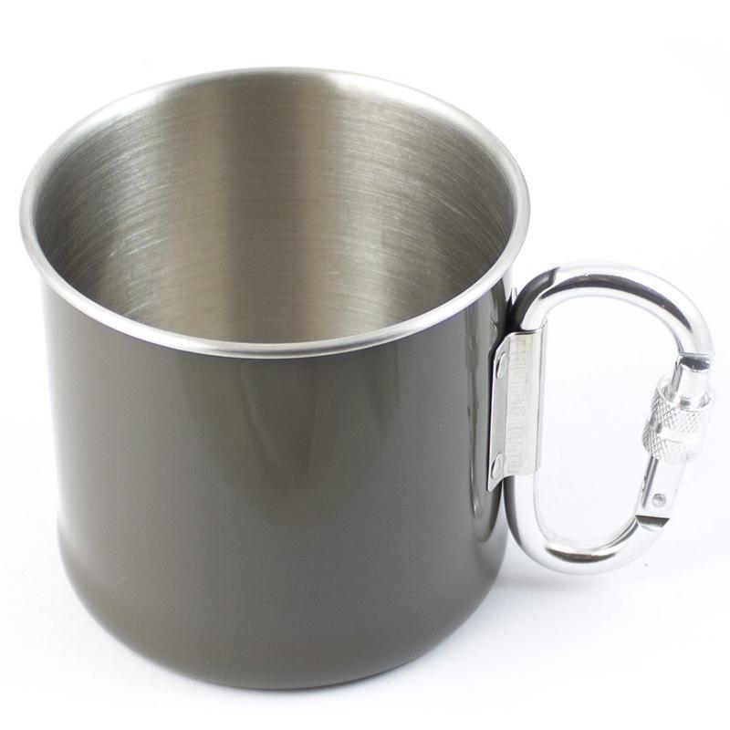 Quart Mil-Tec acier inoxydable 250 ml avec anse mousqueton pour bivouac