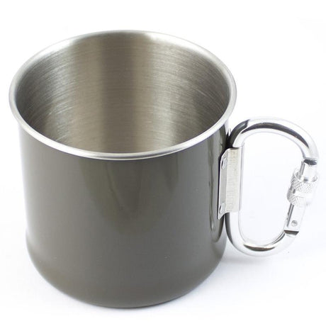 Quart Mil-Tec acier inoxydable 250 ml avec anse mousqueton pour bivouac