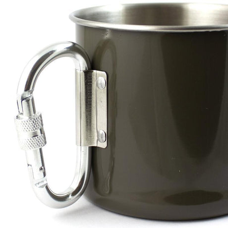Quart Mil-Tec acier inoxydable 250 ml avec anse mousqueton pour bivouac
